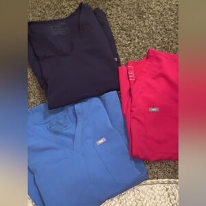 3 fig tops sizes xl- blue and pink and xxl plum